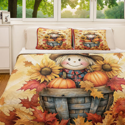 Shineful All Season Quilt 3-Piece Set Cute Scarecrow