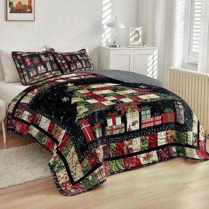 Shineful All Season Quilt 3-Piece Set Festive Patchwork Christmas Tree