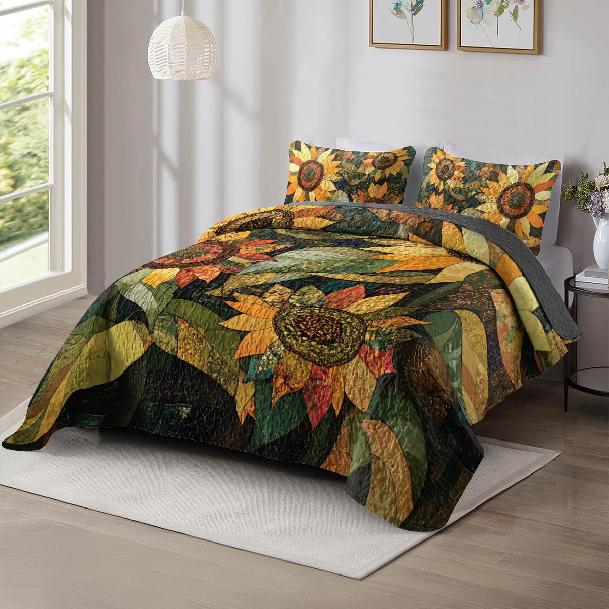 Shineful All Season Quilt 3-Piece Set Sunflower Harvest Hues