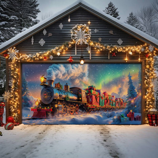 Shineful Garage Door Banner Decoration Christmas Train Magic