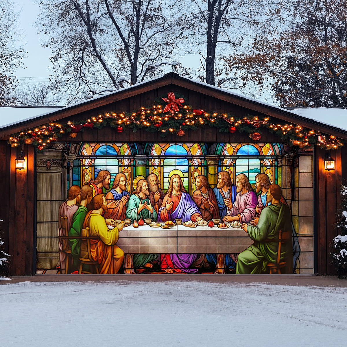 Shineful Garage Door Banner Decoration Last Supper