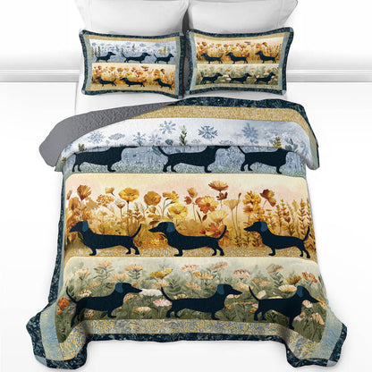 Shineful All Season Quilt 3-Piece Set Dachshund Meadow