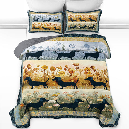 Shineful All Season Quilt 3-Piece Set Dachshund Meadow