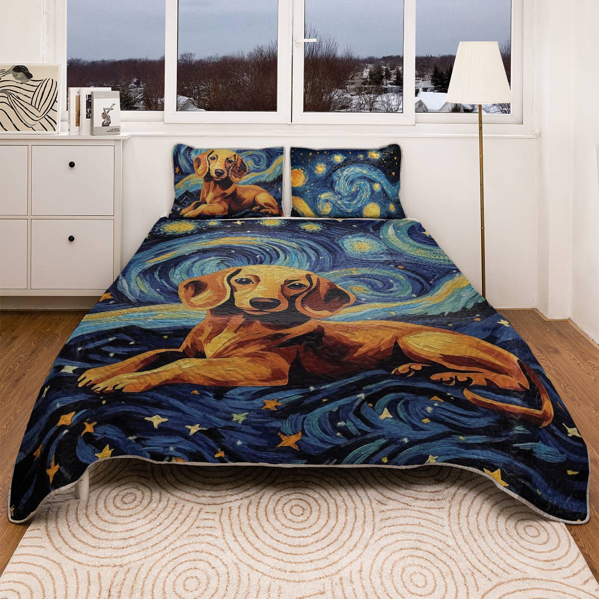 Shineful All Season Quilt 3-Piece Set - Dachshund Starry Night