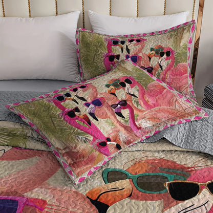 Shineful All Season Quilt 3-Piece Set - Flamingo Fashionistas