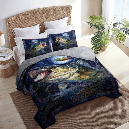 Shineful All Season Quilt 3-Piece Set Stateliness Largemouth Bass