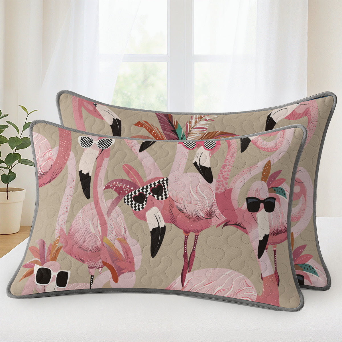 Shineful Quilt 3-Piece Set Funky Flamingo