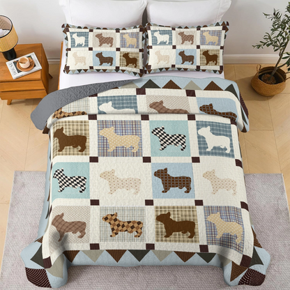 Shineful All Season Quilt 3-Piece Set French Bulldog Cozy Country