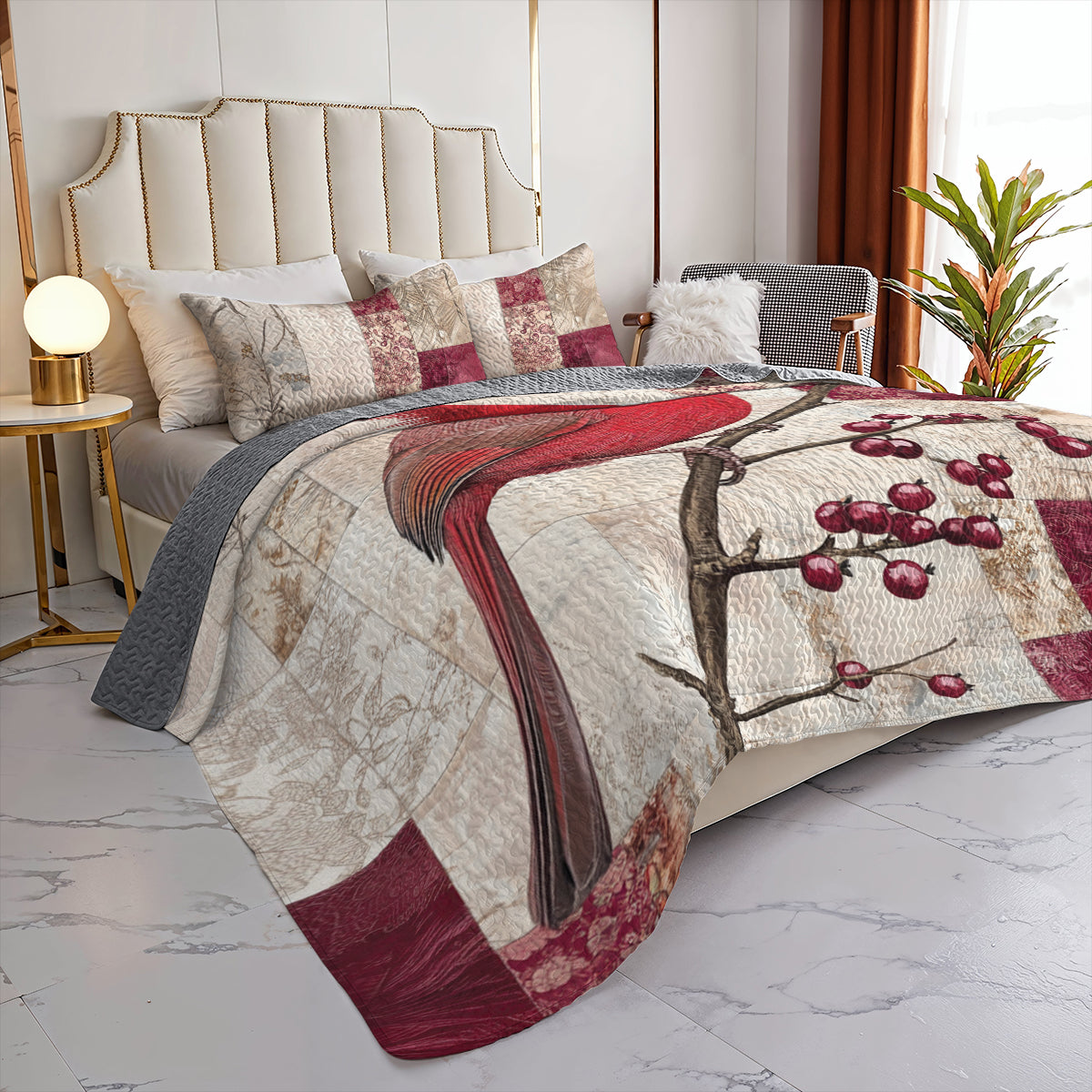 Shineful All Season Quilt 3-Piece Set Cardinal Serenity