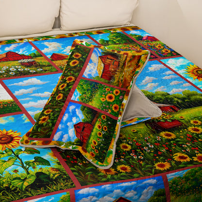 Shineful All Season Quilt 3-Piece Set - Peaceful Sunflower Farm