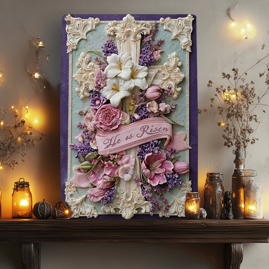 Shineful 2D Metal Sign Vintage Floral Cross