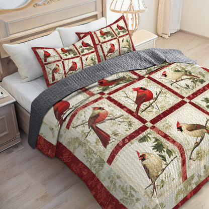 Shineful All Season Quilt 3-Piece Set Cardinal Patchwork