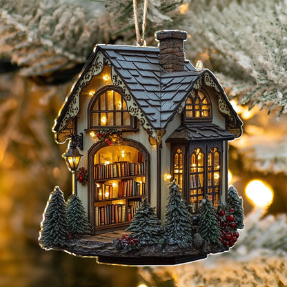 Shineful 2D Acrylic Ornament Cozy Library Cottage