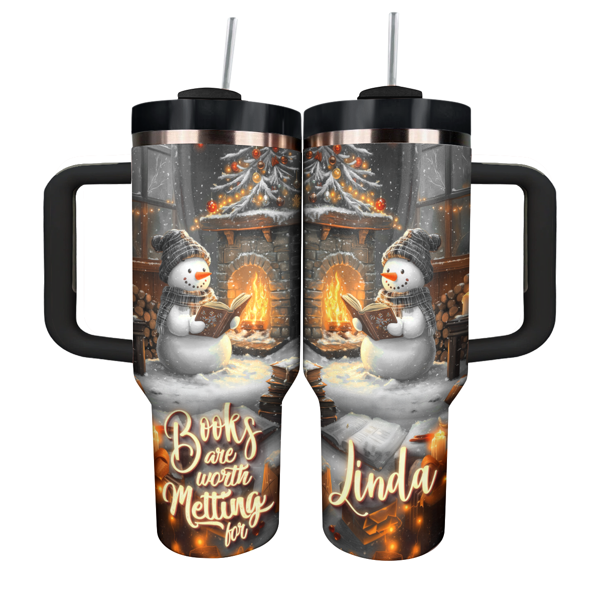 Shineful Personalized Tumbler Snowman Books Are Worth Melting For