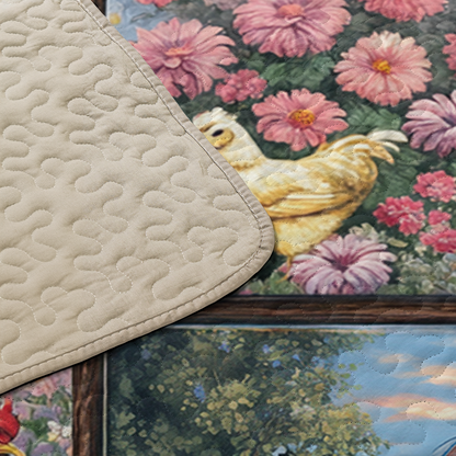 Shineful All Season Quilt 3-Piece Set Pink Blooms & Feathered Friends