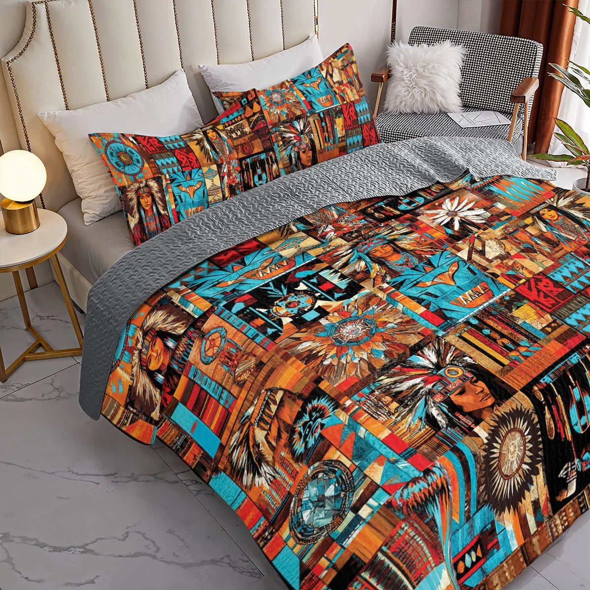 Shineful All Season Quilt 3-Piece Set  Native American Bold Tribal