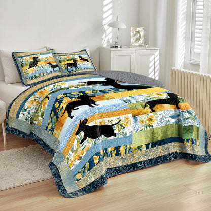 Shineful All Season Quilt 3-Piece Set Dachshund Spring Garden