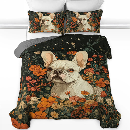 Shineful All Season Quilt 3-Piece Set Floral Frenchie Elegance