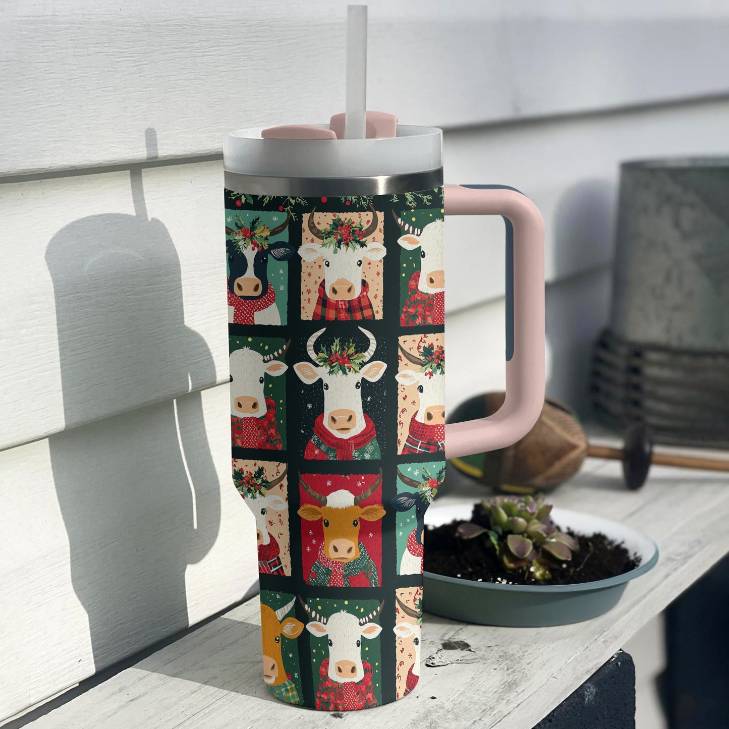 Shineful Tumbler Joyful Christmas Cow