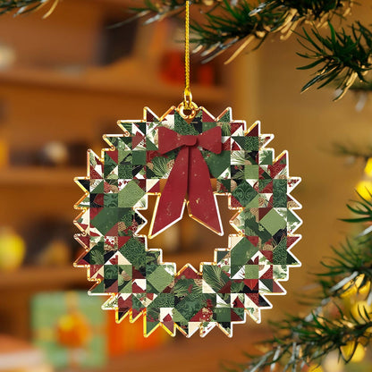Shineful 2D Acrylic Ornament Quilted Joy Wreath