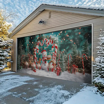 Shineful Garage Door Banner Decoration - Candy Wonderland Snowman
