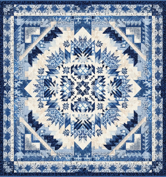 Shineful Flat Print Faux Quilt Blanket Indigo Harmony