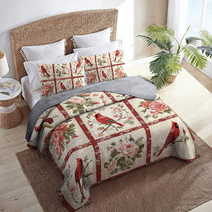 Shineful All Season Quilt 3-Piece Set - Cardinal Garden