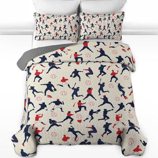 Shineful All Season Quilt 3-Piece Set - Baseball Motion
