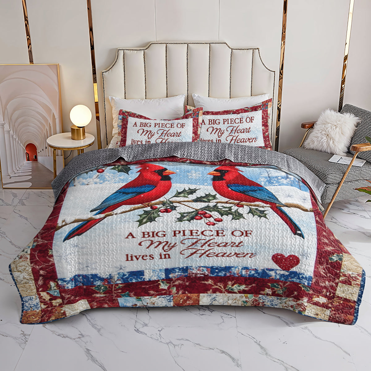 Shineful All Season Quilt 3-Piece Set Cardinal Memoria - A Heartfelt Tribute
