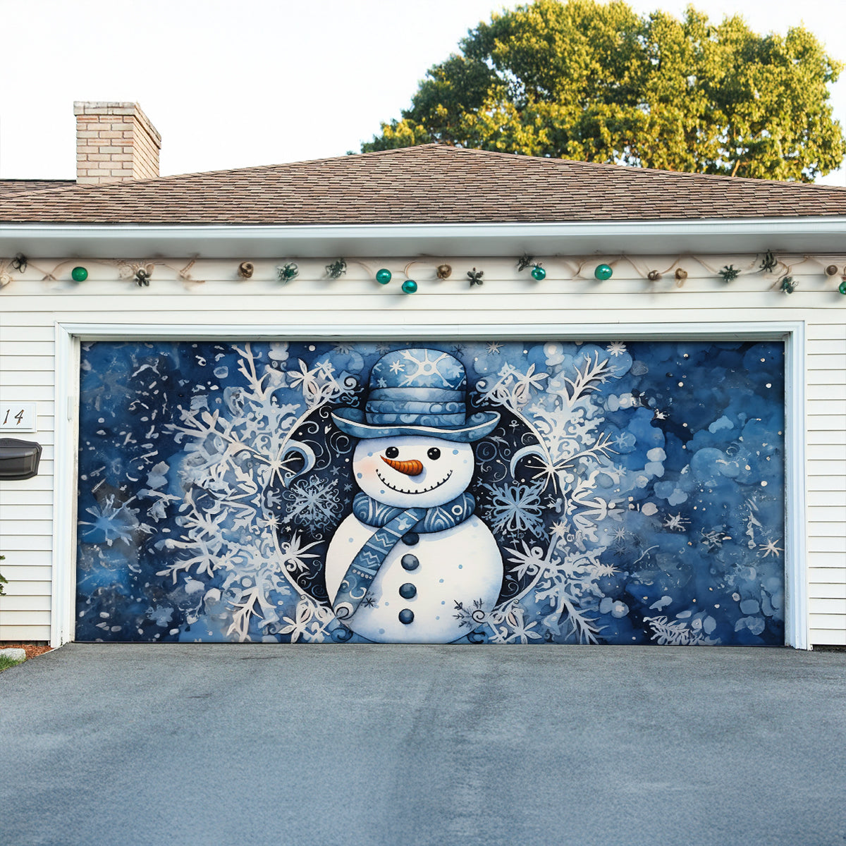Shineful Garage Door Banner Decoration Frosty Cheer