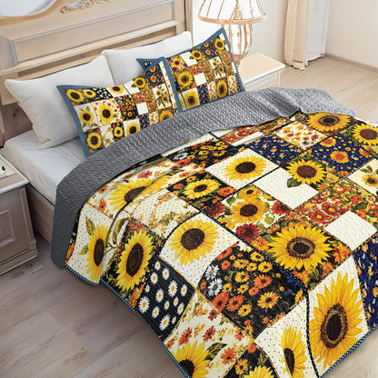 Shineful All Season Quilt 3-Piece Set - Golden Bloom Sunflower