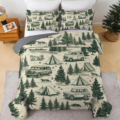 Shineful All Season Quilt 3-Piece Set - Rustic Camping Adventure