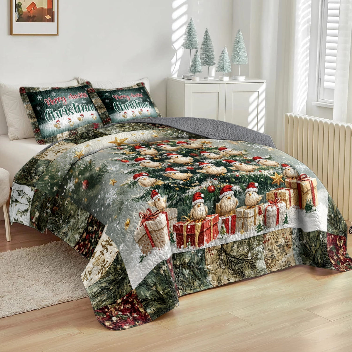 Shineful All Season Quilt 3-Piece Set - Merry Cluckin' Christmas
