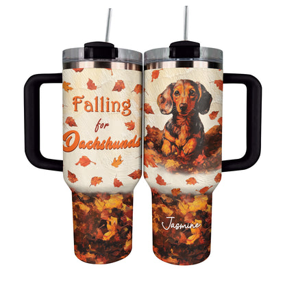 Shineful Tumbler Personalized Falling For Dachshunds Oil Painting Edition