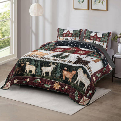 Shineful All Season Quilt 3-Piece Set Christmas in Farm
