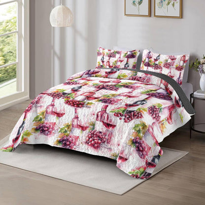 Shineful All Season Quilt 3-Piece Set Grape & Wine Bliss
