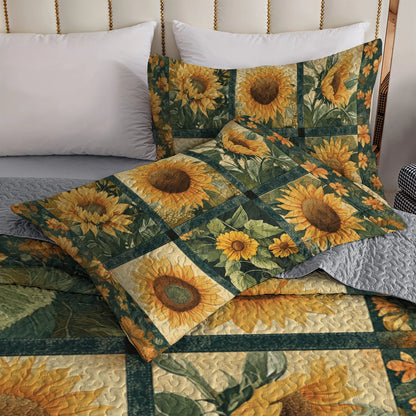 Shineful All Season Quilt 3-Piece Set Sunflower Harvest Comfort