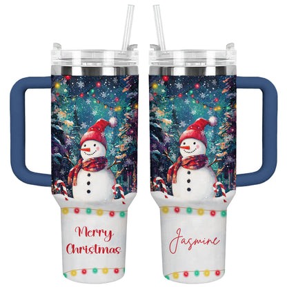Shineful Tumbler Personalized Snowman Under Christmas Light