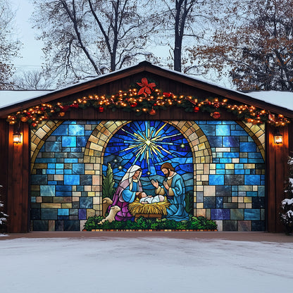 Shineful Garage Door Banner Decoration Sacred Nativity Panel