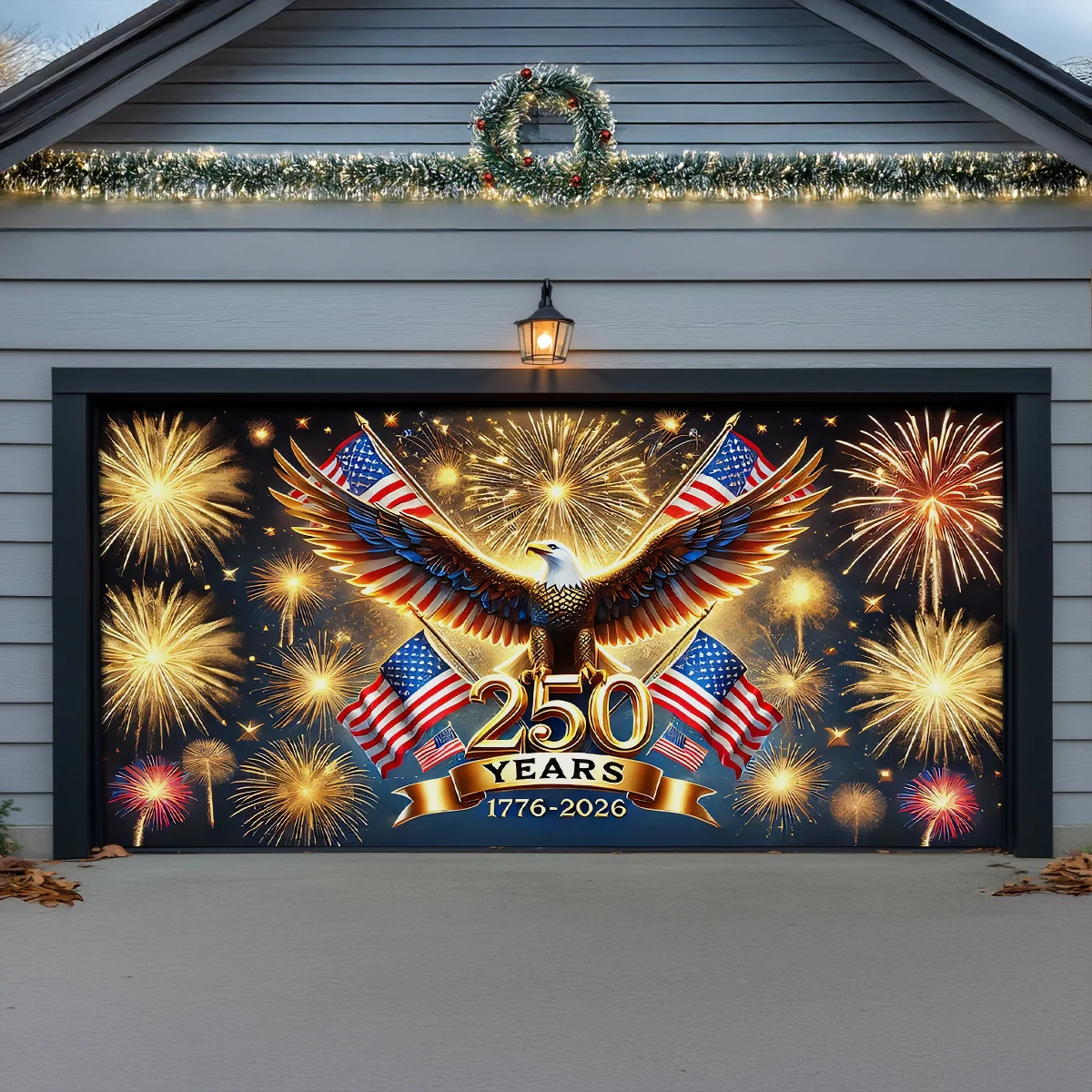 Shineful Garage Door Banner Decoration 250 Years of the Republic
