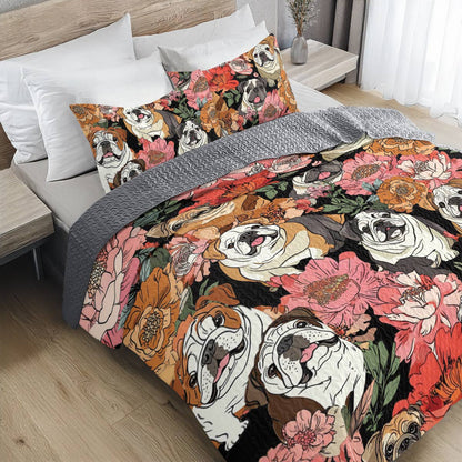 Shineful All Season Quilt 3-Piece Set Blooming Bulldogs