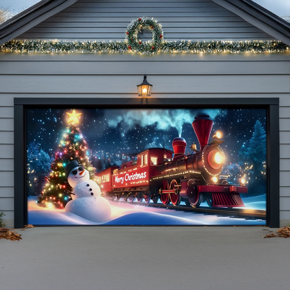Shineful Garage Door Banner Decoration Holiday Train of Lights