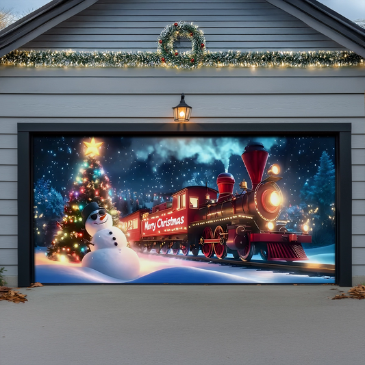 Shineful Garage Door Banner Decoration Holiday Train of Lights