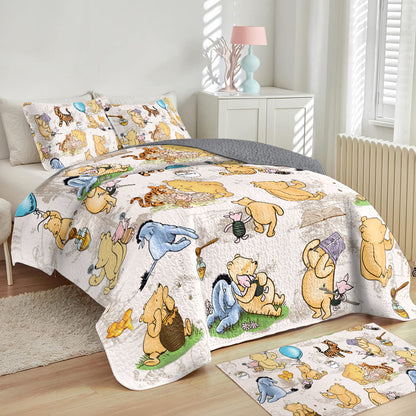 Shineful All Season Quilt 3-Piece Set Pooh Friends