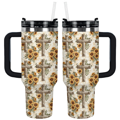 Shineful Tumbler Rustic Sunflower Cross