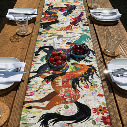 Shineful 2D Flat Print Quilted Table Runner Flower Racing