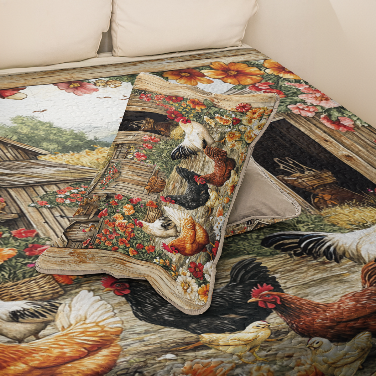 Shineful All Season Quilt 3-Piece Set Golden Morning Farm