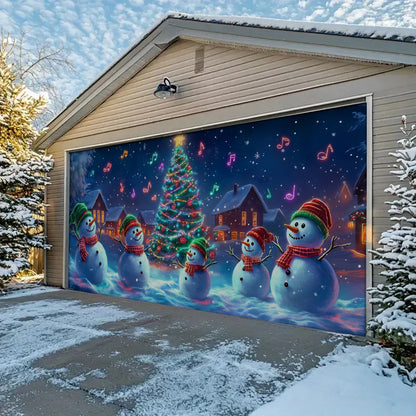 Shineful Garage Door Banner Decoration - Singing Snowman Christmas