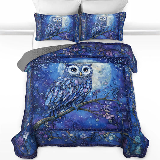Shineful All Season Quilt 3-Piece Set Mystic Moon Owl