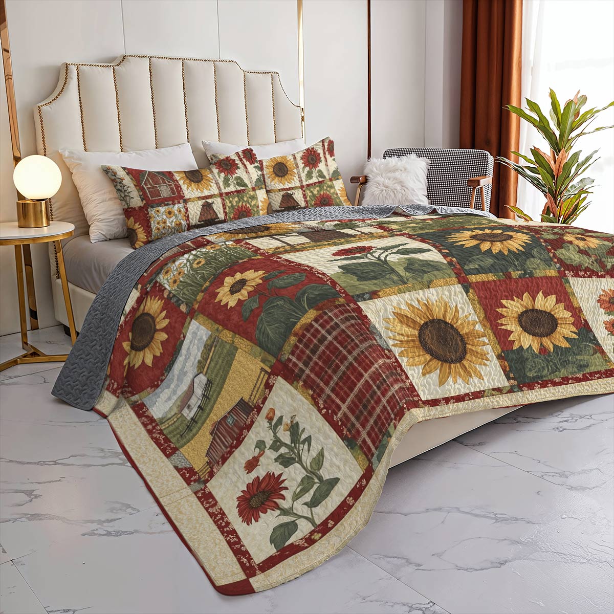 Shineful All Season Quilt 3-Piece Set - Sunflower Rustic Farm